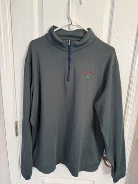Peter Millar Dark Green Quarter-Zip Sweater with Pinehurst #2 Logo